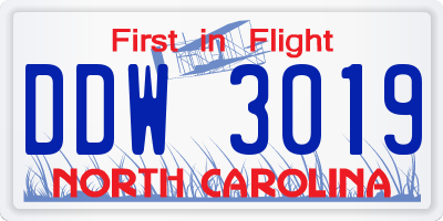 NC license plate DDW3019