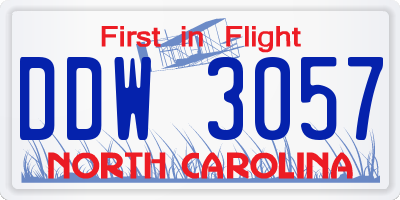 NC license plate DDW3057