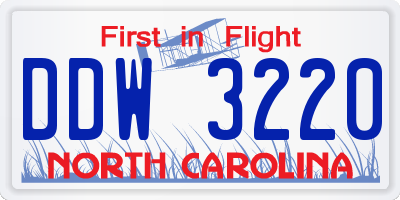 NC license plate DDW3220