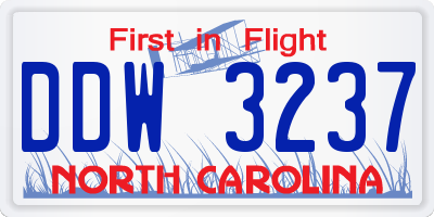 NC license plate DDW3237