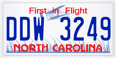NC license plate DDW3249