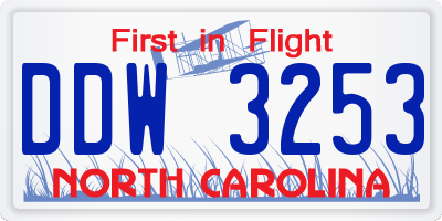NC license plate DDW3253
