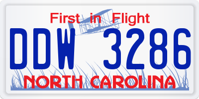 NC license plate DDW3286
