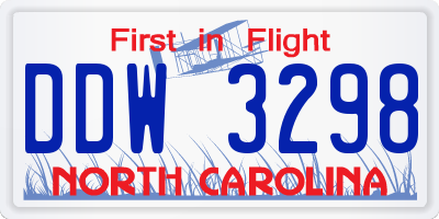 NC license plate DDW3298