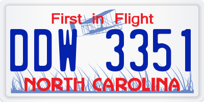 NC license plate DDW3351