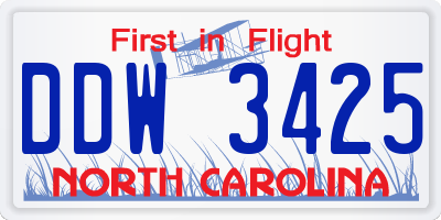 NC license plate DDW3425