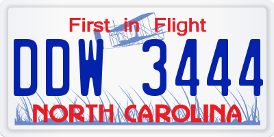 NC license plate DDW3444