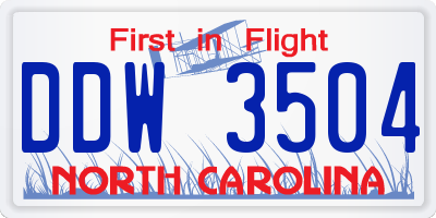 NC license plate DDW3504