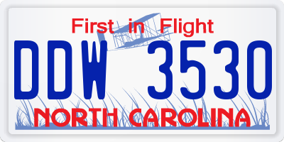 NC license plate DDW3530