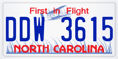 NC license plate DDW3615