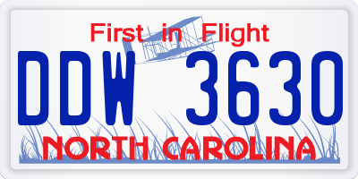 NC license plate DDW3630