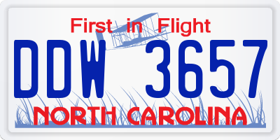 NC license plate DDW3657