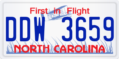 NC license plate DDW3659