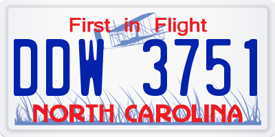 NC license plate DDW3751