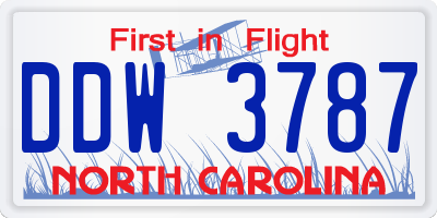 NC license plate DDW3787