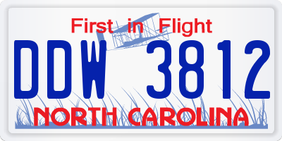 NC license plate DDW3812