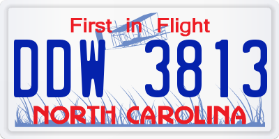 NC license plate DDW3813