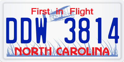 NC license plate DDW3814