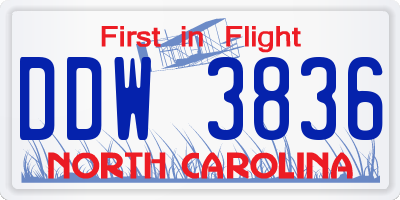 NC license plate DDW3836
