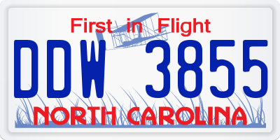 NC license plate DDW3855