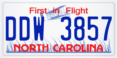 NC license plate DDW3857