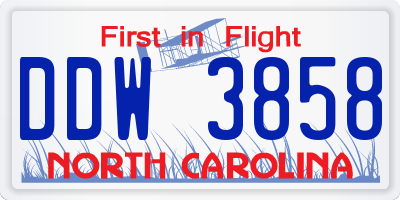 NC license plate DDW3858