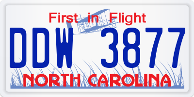 NC license plate DDW3877