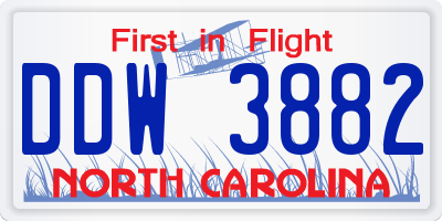 NC license plate DDW3882