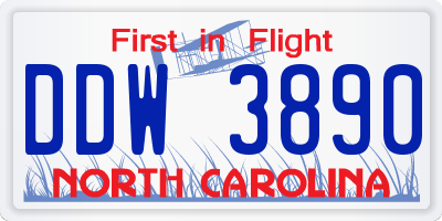 NC license plate DDW3890