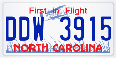 NC license plate DDW3915