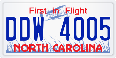 NC license plate DDW4005