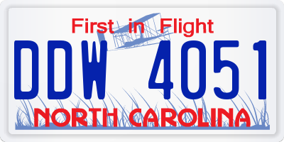 NC license plate DDW4051