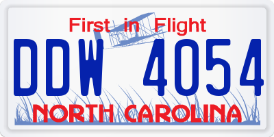 NC license plate DDW4054