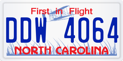 NC license plate DDW4064
