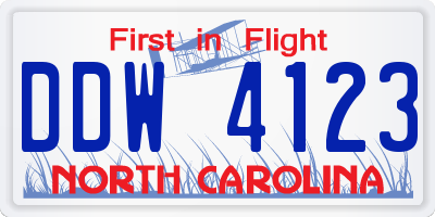 NC license plate DDW4123