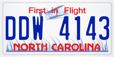 NC license plate DDW4143
