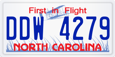 NC license plate DDW4279