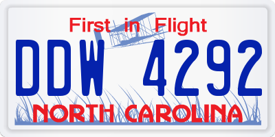 NC license plate DDW4292