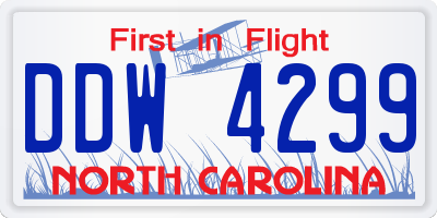 NC license plate DDW4299