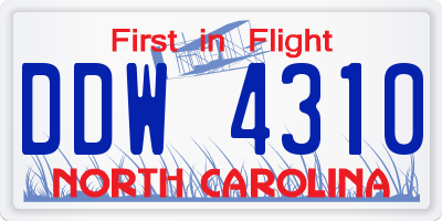 NC license plate DDW4310