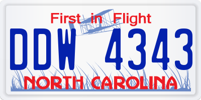 NC license plate DDW4343