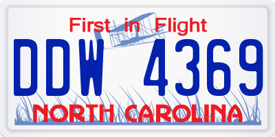 NC license plate DDW4369