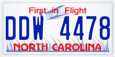 NC license plate DDW4478