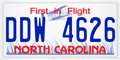NC license plate DDW4626