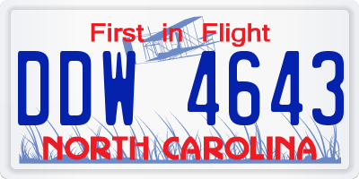 NC license plate DDW4643