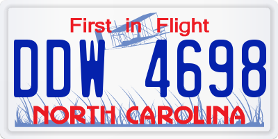 NC license plate DDW4698