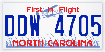 NC license plate DDW4705