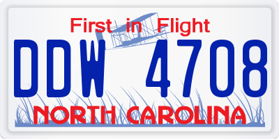NC license plate DDW4708