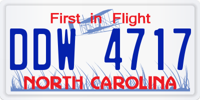NC license plate DDW4717