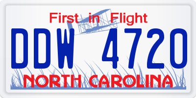 NC license plate DDW4720